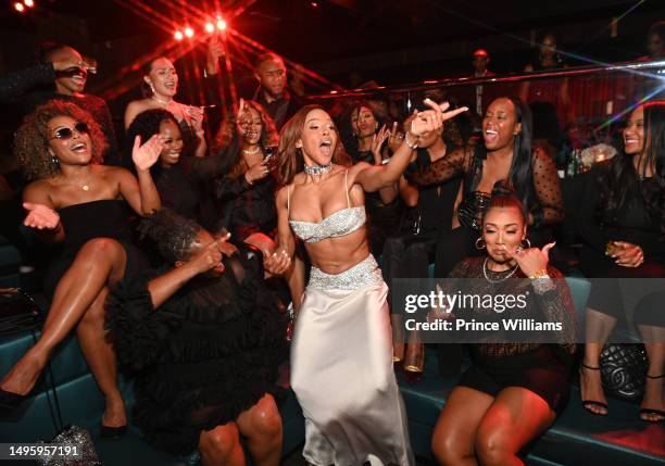 Smith, Chrystal Renee, Khadeen Ellis, Eva Marcille attend KJ Smith's official co-ed bachelorette party at Sound Nightclub on June 03, 2023 in...