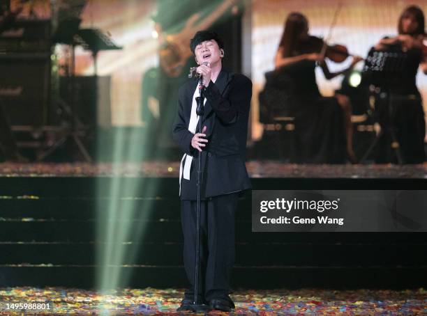 Singer JJ Lin performs during the 2023 Hito Music Awards at Taipei Arena on June 03, 2023 in Taipei, Taiwan.