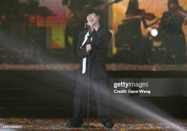 Singer JJ Lin performs during the 2023 Hito Music Awards at Taipei Arena on June 03, 2023 in Taipei, Taiwan.