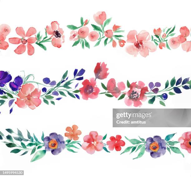 illustrations, cliparts, dessins animés et icônes de bandes florales - parterre de fleurs