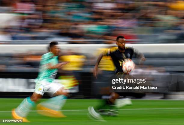 Kellyn Acosta of Los Angeles FC controls the ball against Leon in the first half during the second leg of the Concacaf Champions League 2023 Final...