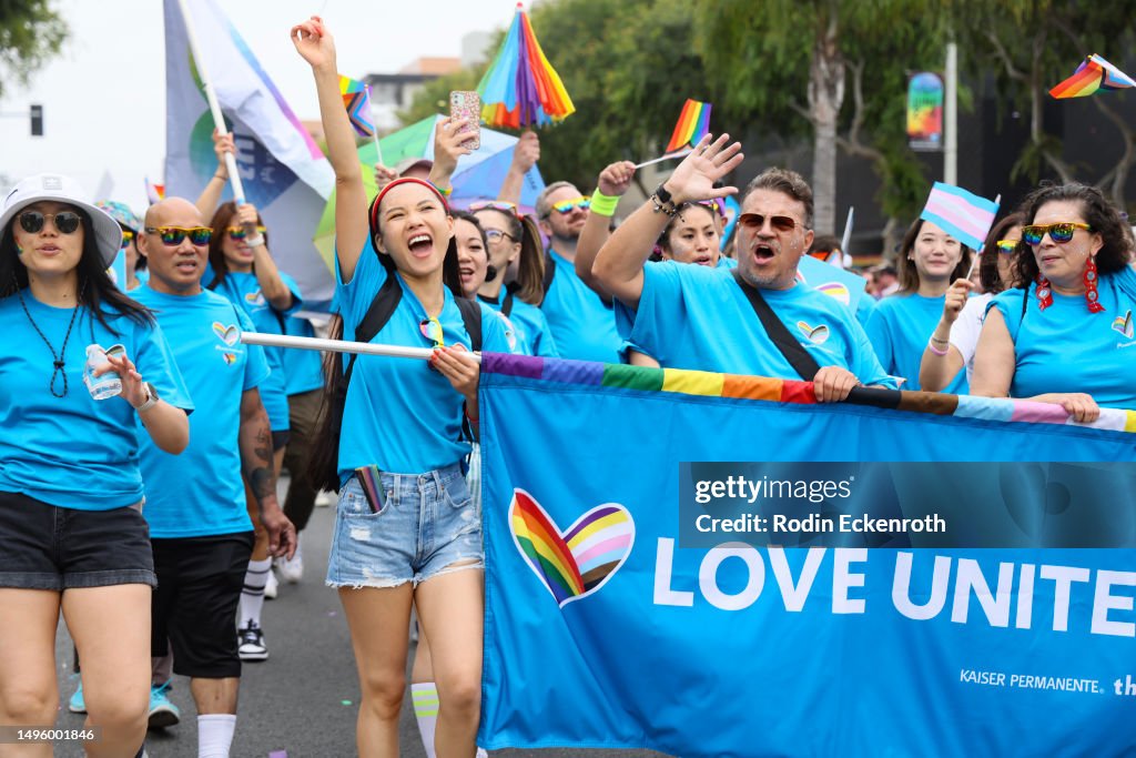 Attendees at the 2025 WeHo Pride Parade on June 04, 2025 in West