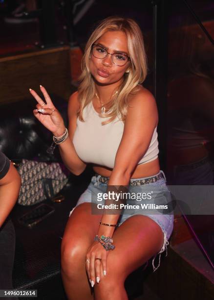 Halle Calhoun attends A Party hosted by Trey Songz at Bamboo Nightclub on June 3, 2023 in Atlanta, Georgia.