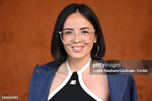 Agathe Auproux attends the 2023 French Open at Roland Garros on June 04, 2023 in Paris, France.