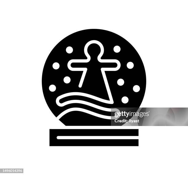 snow globe black filled vector icon - glass dome stock illustrations