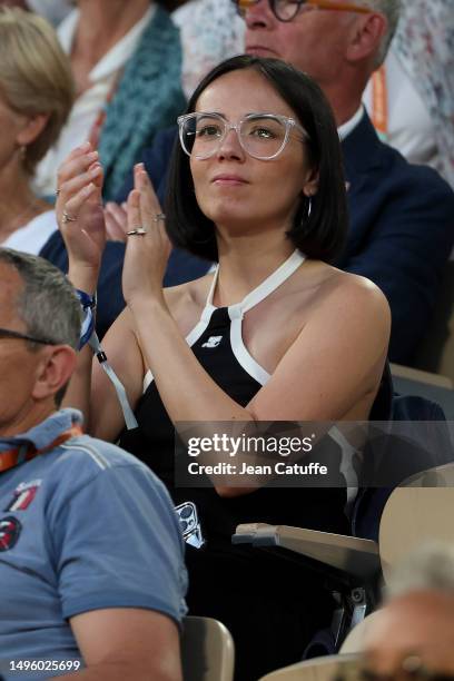 Agathe Auproux attends the 2023 French Open at Stade Roland Garros on June 4, 2023 in Paris, France.