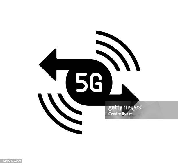 5g black filled vector icon - radio logo stock illustrations