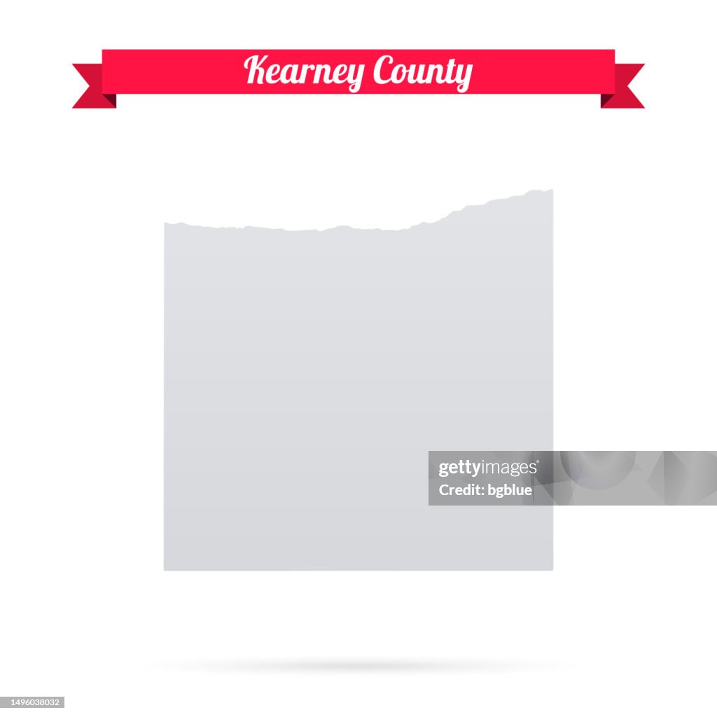 Kearney County, Nebraska. Map on white background with red banner