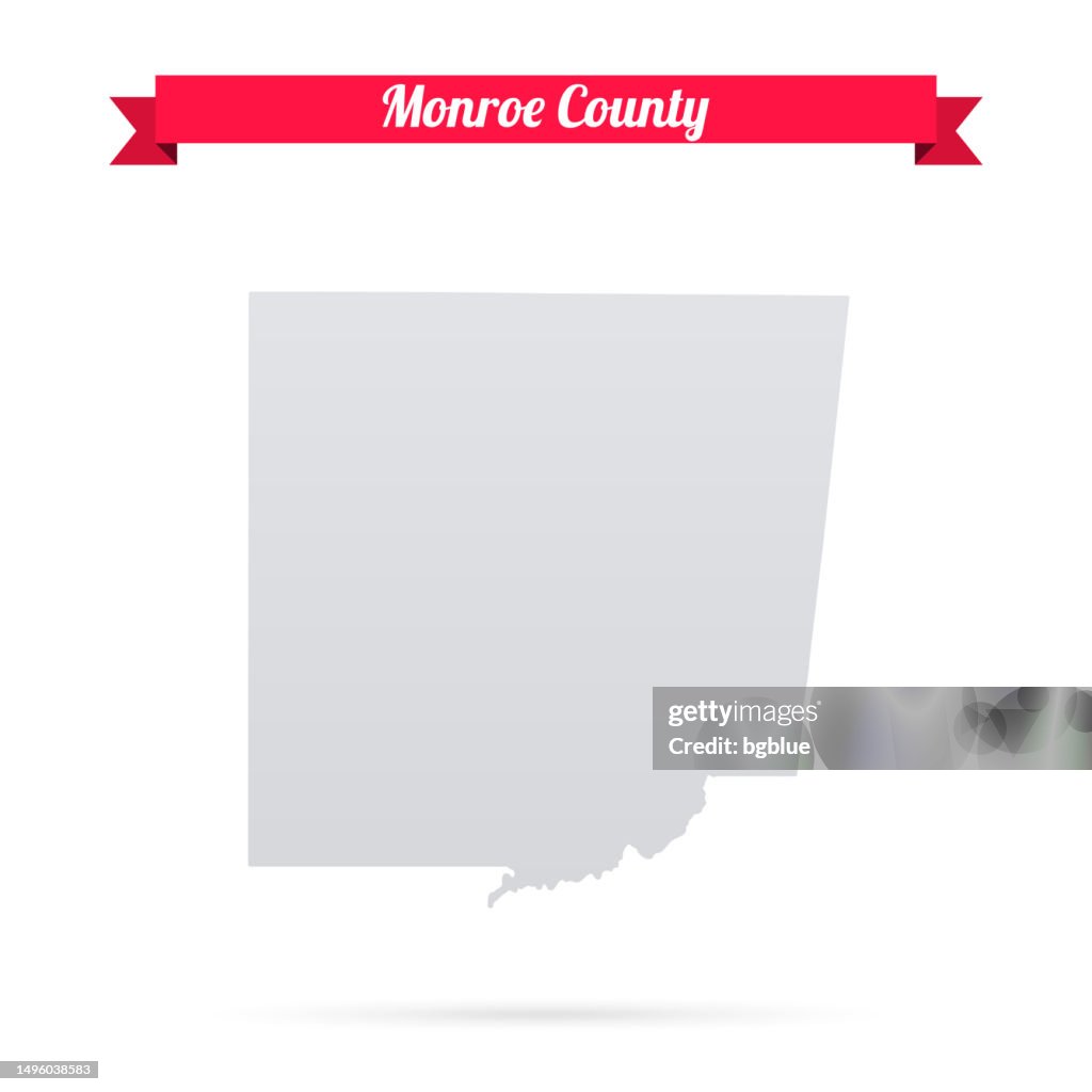 Monroe County, Mississippi. Map on white background with red banner