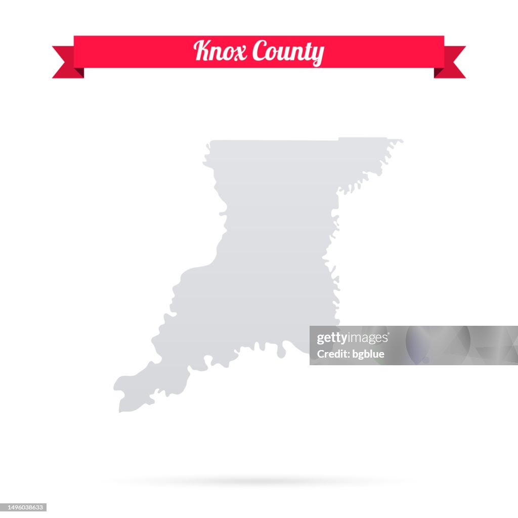 Knox County, Indiana. Map on white background with red banner