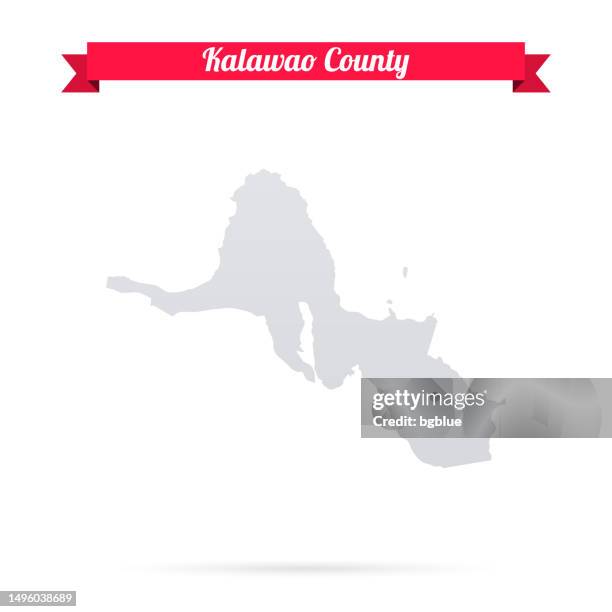 kalawao county, hawaii. map on white background with red banner - kalawao hawaii stock illustrations