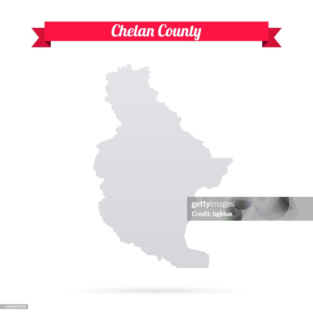 Chelan County, Washington. Map on white background with red banner