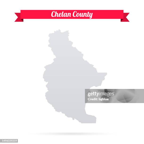 chelan county, washington. map on white background with red banner - wenatchee washington stock illustrations