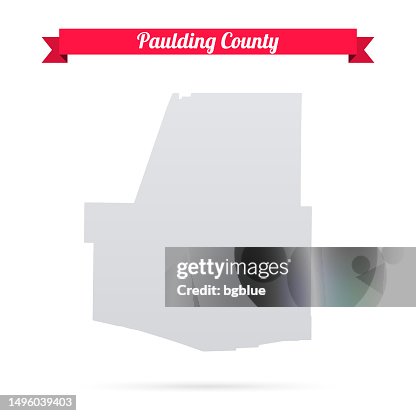 Paulding County Georgia Map On White Background With Red Banner High ...