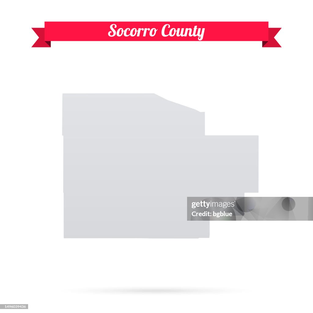 Socorro County, New Mexico. Map on white background with red banner