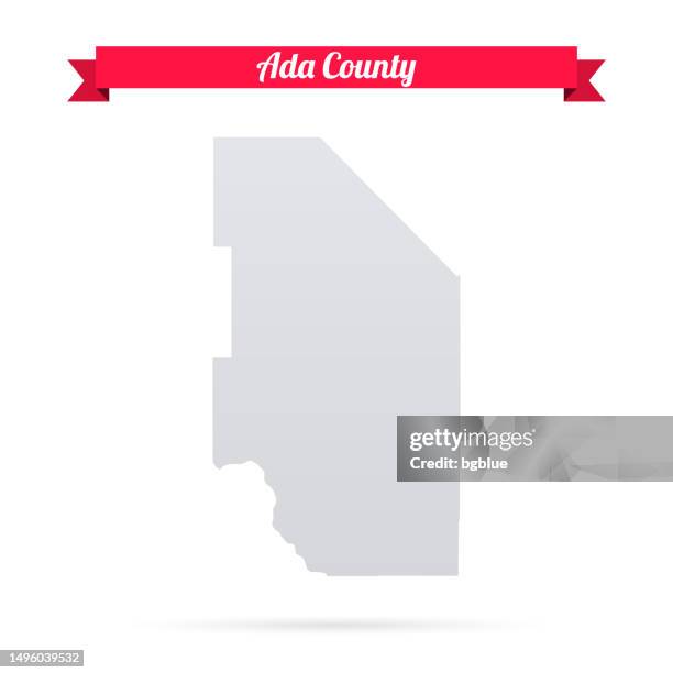 ada county, idaho. map on white background with red banner - ada stock illustrations