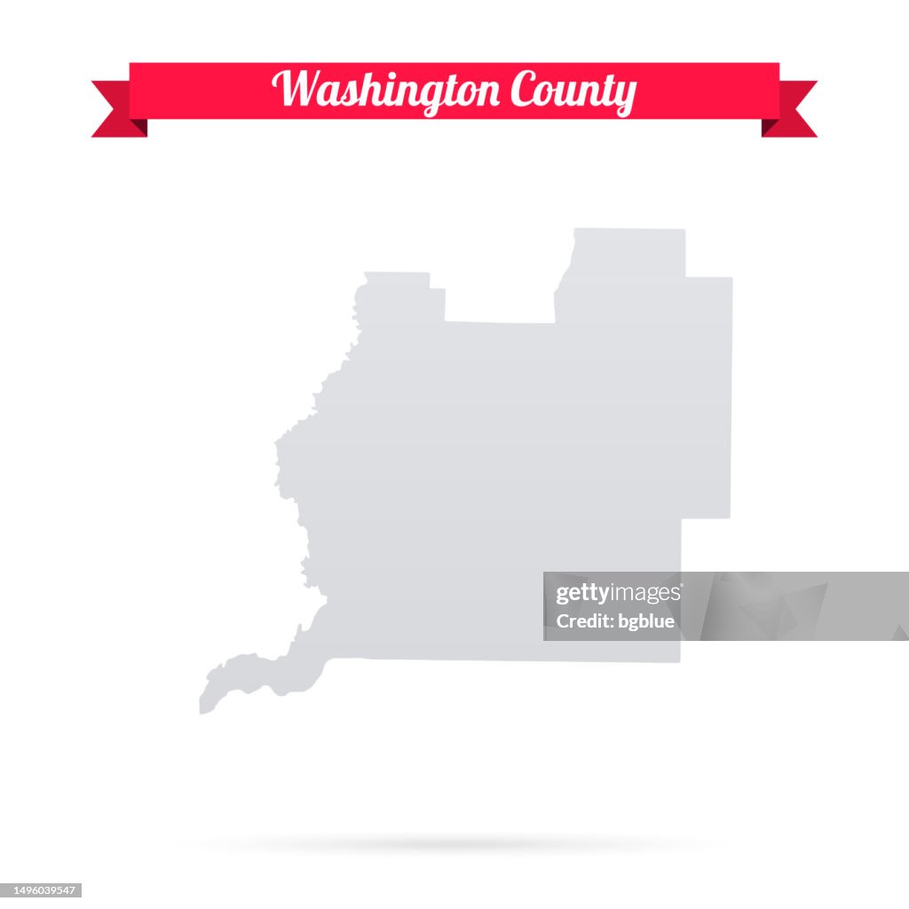 Washington County, Florida. Map on white background with red banner