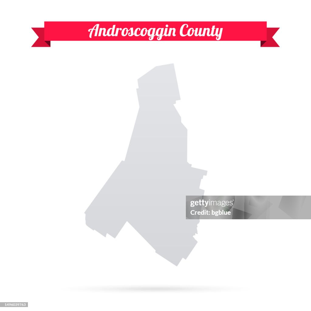 Androscoggin County, Maine. Map on white background with red banner