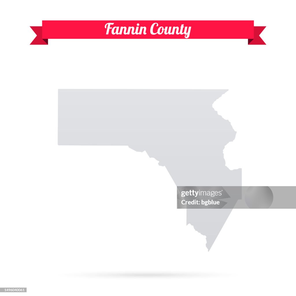 Fannin County, Georgia. Map on white background with red banner