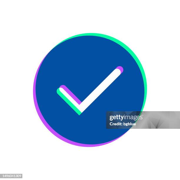 check mark. icon with two color overlay on white background - choosing between two things stock illustrations