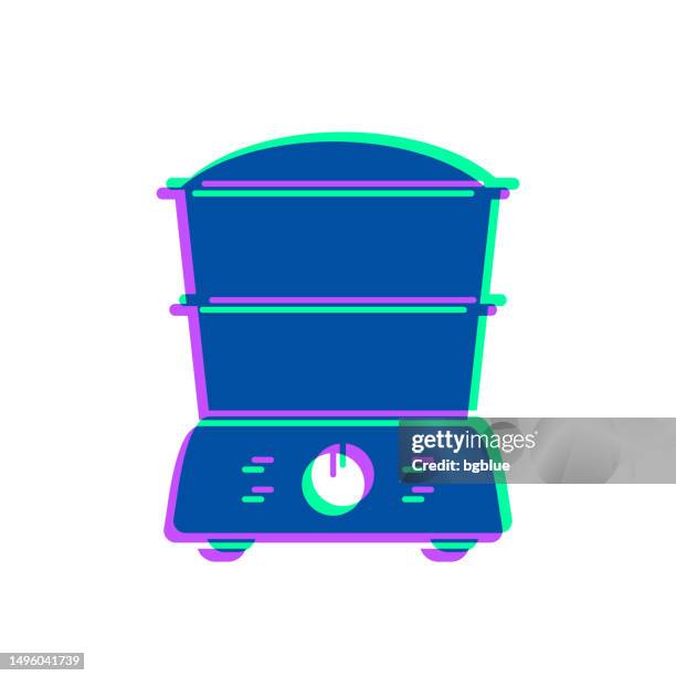 food steamer. icon with two color overlay on white background - steam transparent background stock illustrations