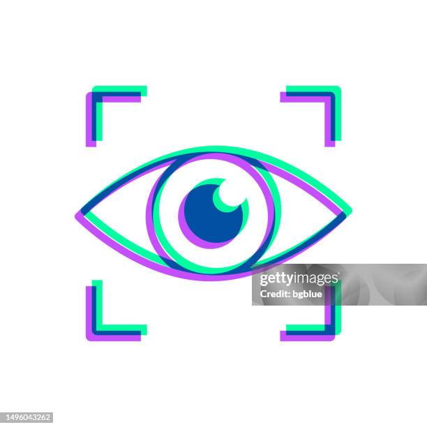 retinal scan. icon with two color overlay on white background - cctv camera white background stock illustrations