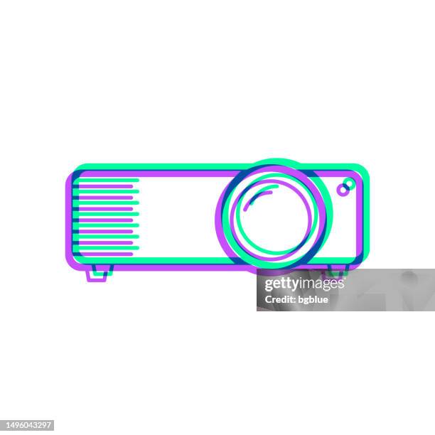 projector. icon with two color overlay on white background - overhead projector stock illustrations