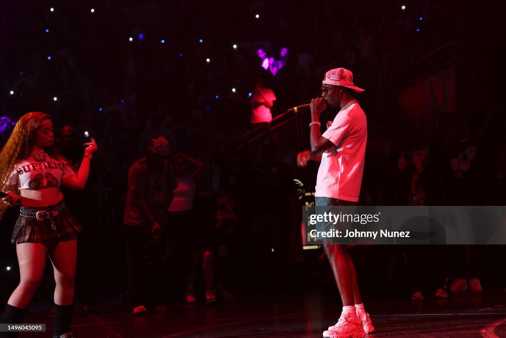 Summer Raper Ice Spice and Lil Tjay perform during Hot 97 Summer Jam at UBS Arena ...