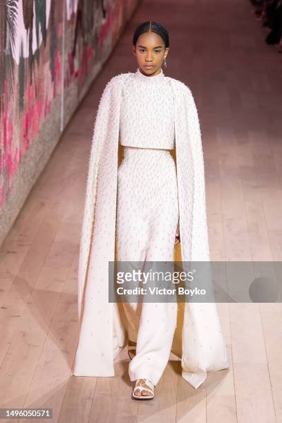 Model walks the runway during the Christian Dior Haute Couture Fall/Winter 2023/2024 show as part of Paris Fashion Week on July 3, 2023 in Paris,...