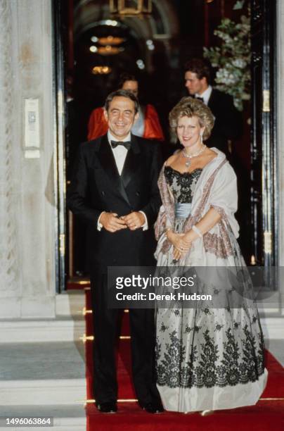 Constantine II of Greece with Queen Anne-Marie of Greece at Constantine's 50th birthday party in London, June 3rd 1990.