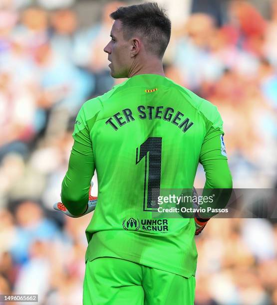 Marc-Andre ter Stegen of FC Barcelona in action during the LaLiga Santander match between RC Celta and FC Barcelona at Estadio Balaidos on June 4,...
