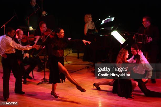 The Romulo Larrea Tango Ensemble presents "Tangos: From Gardel to Piazzolla" at Town Hall on Friday night, April 29, 2011.This image:Dancers, from...