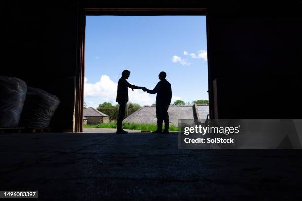 meeting the farmer - farmer silhouette stock pictures, royalty-free photos & images