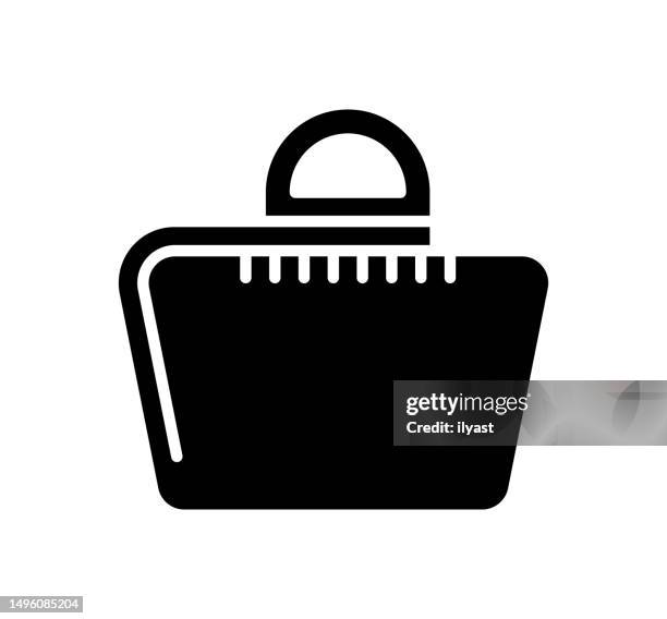 portfolio briefcase black filled vector icon - store manager stock illustrations