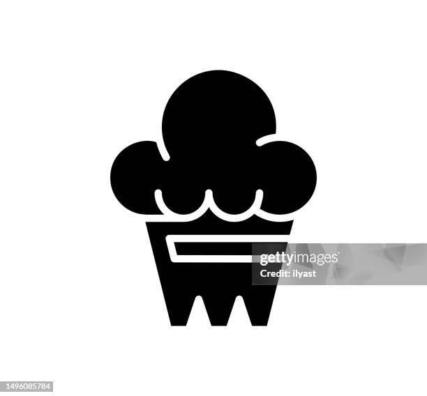 cup cake black filled vector icon - bread dough stock illustrations
