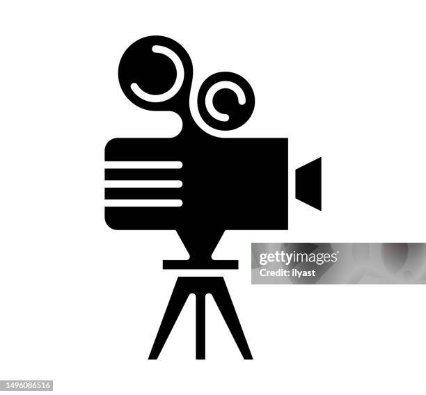 movie black filled vector icon - movie film icon stock illustrations