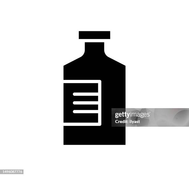 syrup black filled vector icon - pharmacist and customer stock illustrations