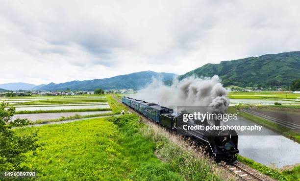 final historical run of the steam locomotive ginga train (sl銀河) - iwate prefecture stock pictures, royalty-free photos & images