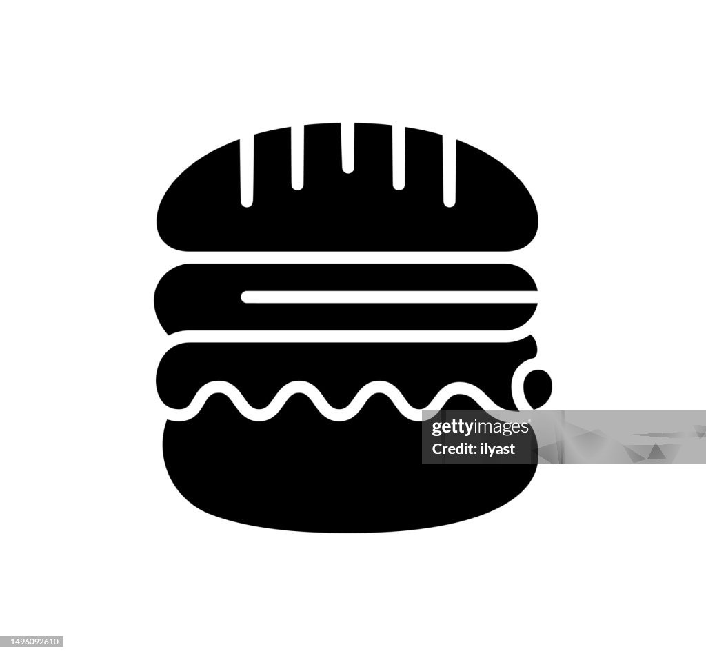 Hamburger Black Filled Vector Icon