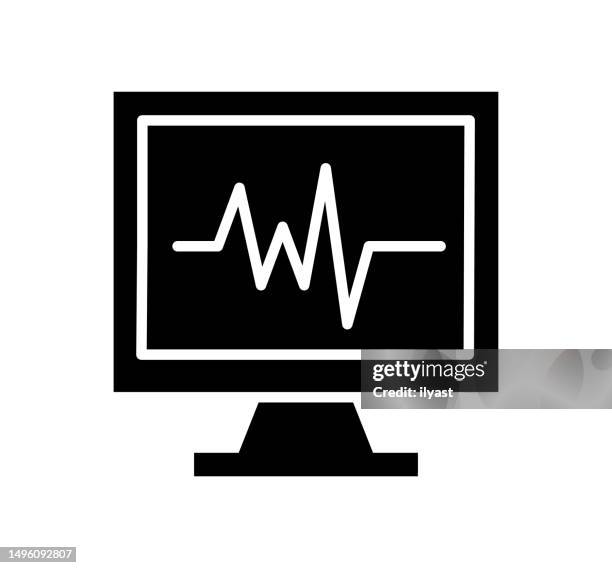 cardio black filled vector icon - cardiac conduction system stock illustrations