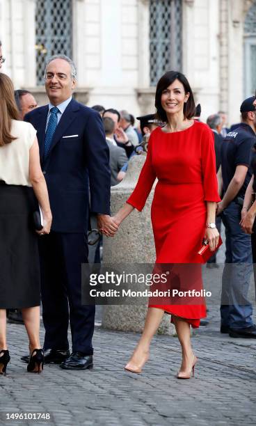 The Member of the Chamber of Deputies of the Italian Republic Mara Carfagna and her partner Alessandro Ruben during the concert in honor of the...