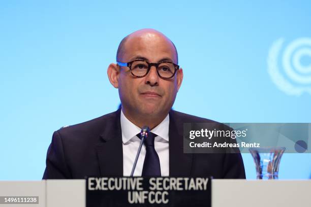 Simon Stiell, Executive Secretary of the United Nations Framework Convention on Climate Change speaks during the opening session at the UNFCCC SB58...