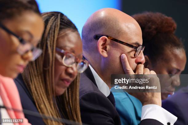 Simon Stiell, Executive Secretary of the United Nations Framework Convention on Climate Change looks on during the opening session at the UNFCCC SB58...