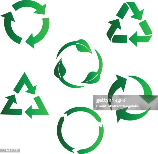 recycle icon pack - vector illustration - biodegradable packaging stock illustrations
