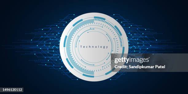 Blue Background With Various Technological Elements Hitech Computer ...