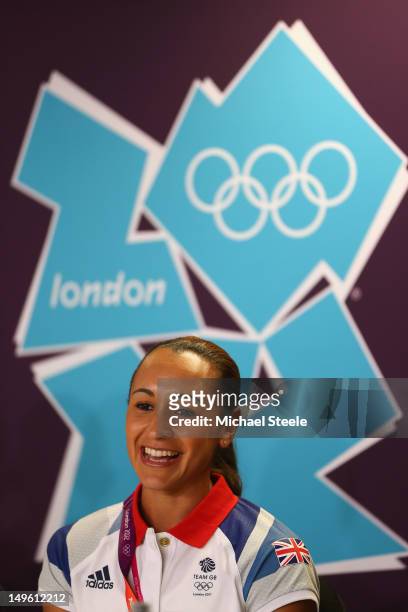 Jessica Ennis during the Great Britain athletics press conference at the Main Press Centre on August 1, 2012 in London, England.