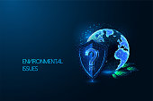 environmental issues green solutions futuristic concept