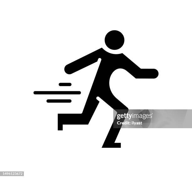 running black filled vector icon - exercise class stock illustrations