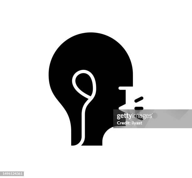 speaking language black filled vector icon - sighing stock illustrations