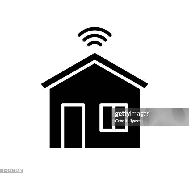 smart home black filled vector icon - work from home security stock illustrations